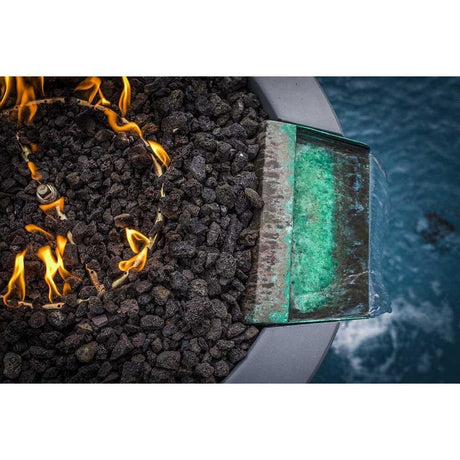 Top Fires Round Concrete Gas Fire and Water Bowl in Gray Top View - side view
