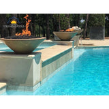 Top Fires Round Concrete Gas Fire and Water Bowl Poolside - feature detail