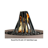 top fires steel logs - angle view