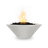 Top Fires Cazo Round GFRC Electronic Gas Fire Bowl in Limestone - front view