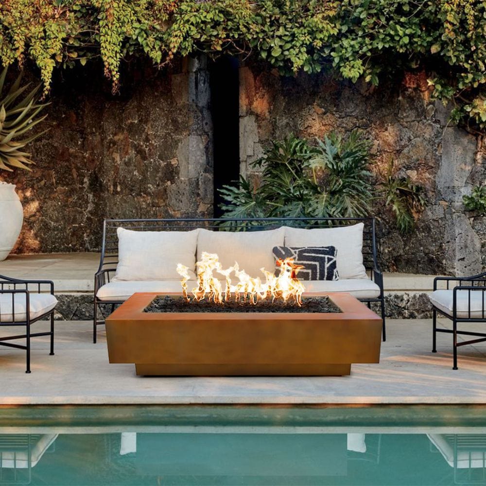 Top Fires Coronado 72&quot; Corten Steel Fire Pit in Poolside Patio
