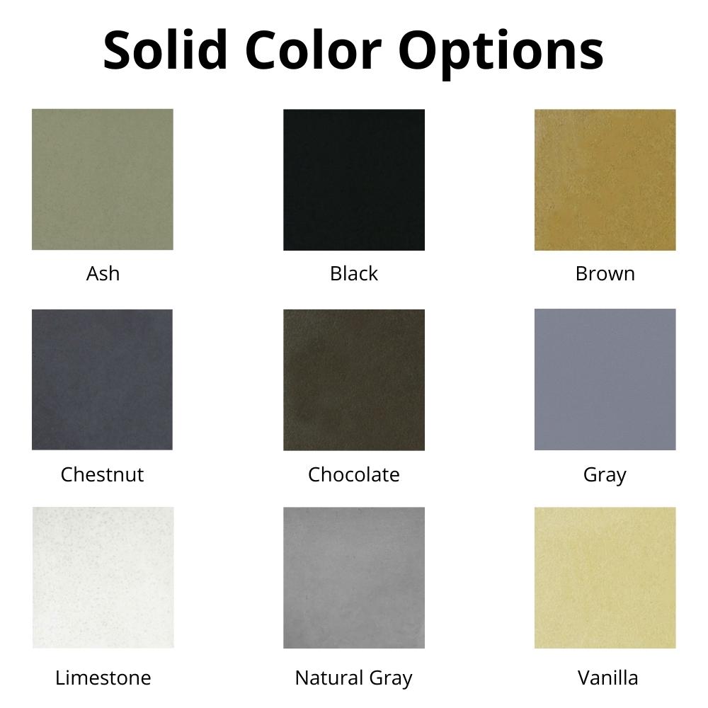 Solid Color Options - angle view