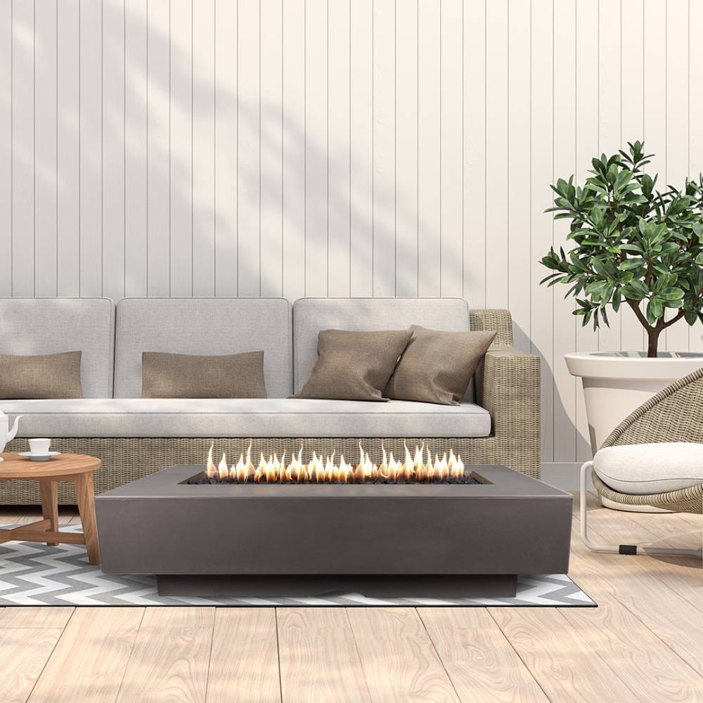 Top Fires 84" Del Mar Chestnut Fire Pit Table with Wicker Sofa Set