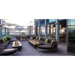 Top Fires Del Mar Black Fire Pit in Rooftop Bar with Wind Guard