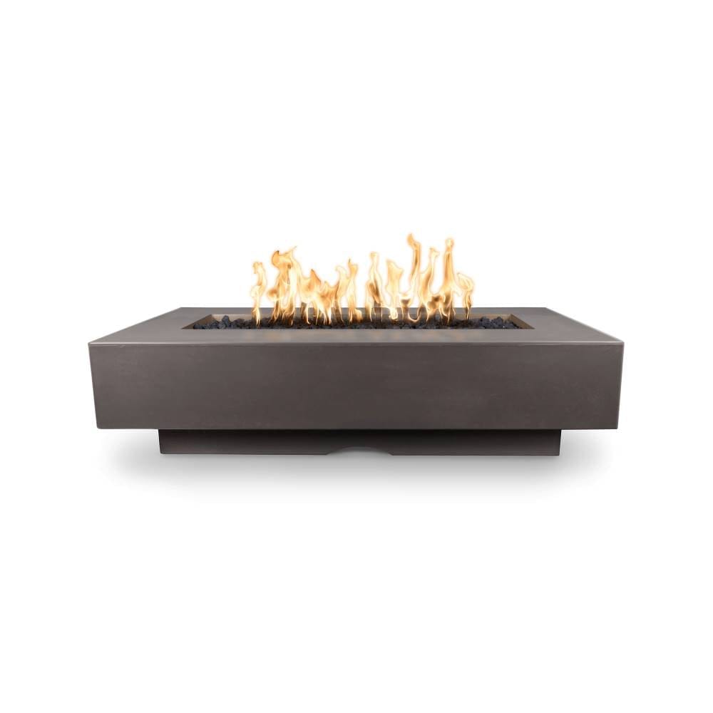Top Fires Del Mar Rectangular GFRC Match Lit Gas Fire Pit Table in Chestnut
