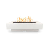 Top Fires Del Mar Rectangular GFRC Gas Fire Pit in Limestone - front view