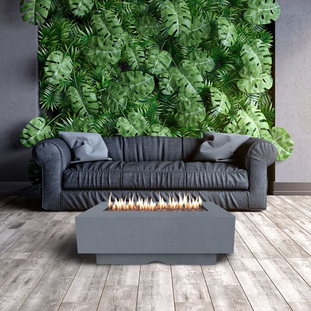 Top Fires 48" Del Mar Gray Fire Pit Table in Outdoor Patio - angle view