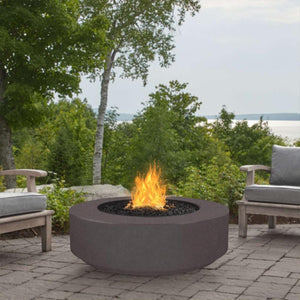 Chestnut Patio Fire Pit with Chairs and Trees
