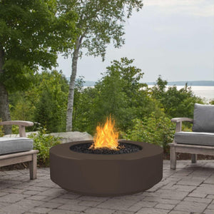 Chocolate Patio Fire Pit with Chairs and Trees