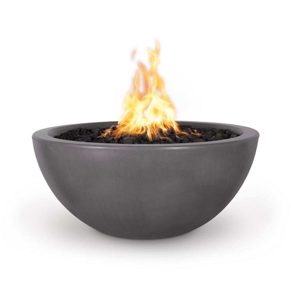Top Fires Luna Round Concrete Gas Fire Pit Chestnut - close-up view
