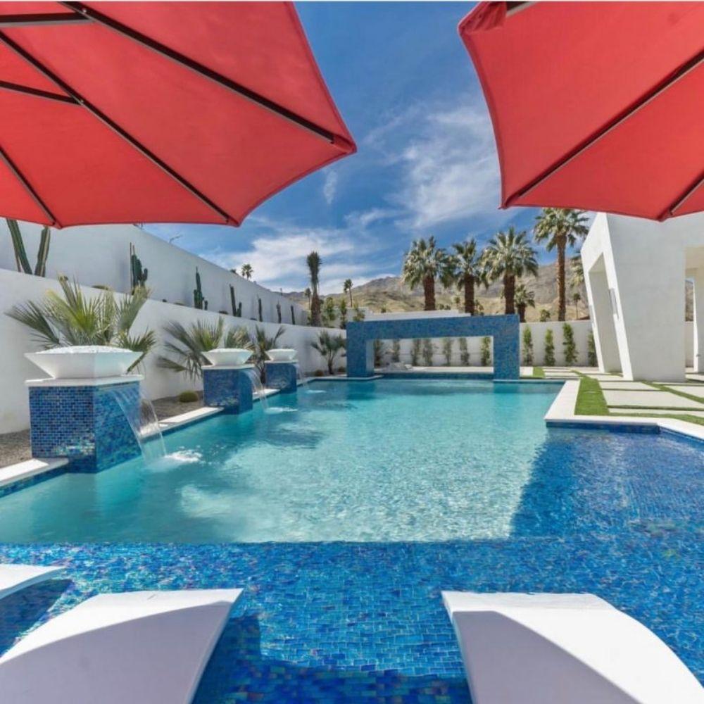 Top Fires Square Limestone Concrete Gas Fire and Water Bowl