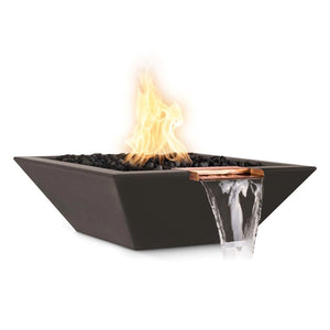 Top Fires Maya Square GFRC Gas Fire and Water Bowl in Chocolate
