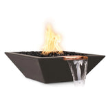 Top Fires Maya Square GFRC Gas Fire and Water Bowl in Chocolate - angle view