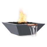 Top Fires Maya Square GFRC Gas Fire and Water Bowl in Gray - angle view