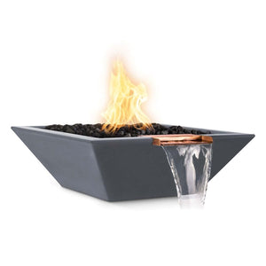 Top Fires Maya Square GFRC Gas Fire and Water Bowl in Gray