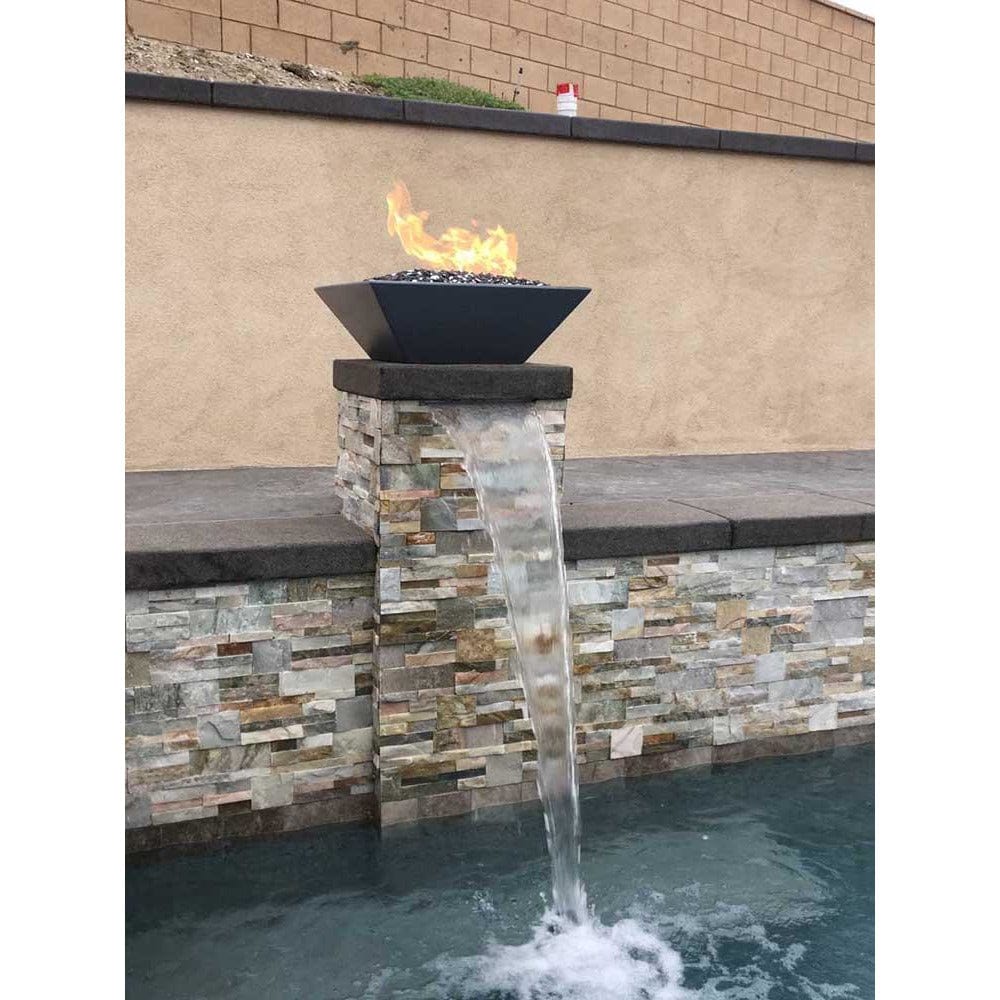 Top Fires Square Concrete Gas Fire Bowl in Black Pool Accent - installation view
