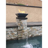 Top Fires Square Concrete Gas Fire Bowl in Black Pool Accent - installation view