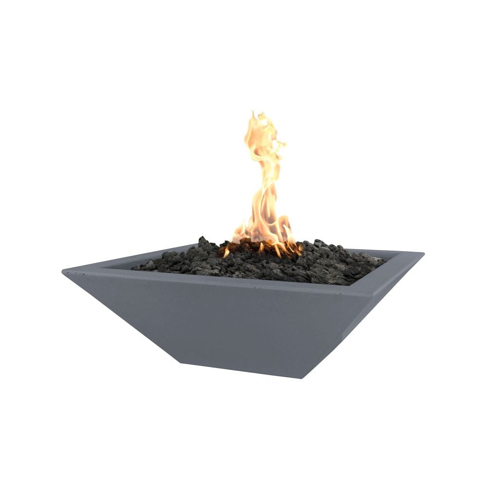 Top Fires Maya Square GFRC Gas Fire Bowl in Gray - angle view