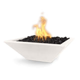 Top Fires Maya Square GFRC Gas Fire Bowl in Limestone - angle view