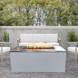 Pewter Rectangular Patio Fire Pit Table with Stainless Steel Top
