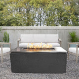 Silver Vein Rectangular Patio Fire Pit Table with Stainless Steel Top