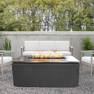 Silver Vein Rectangular Patio Fire Pit Table with Stainless Steel Top
