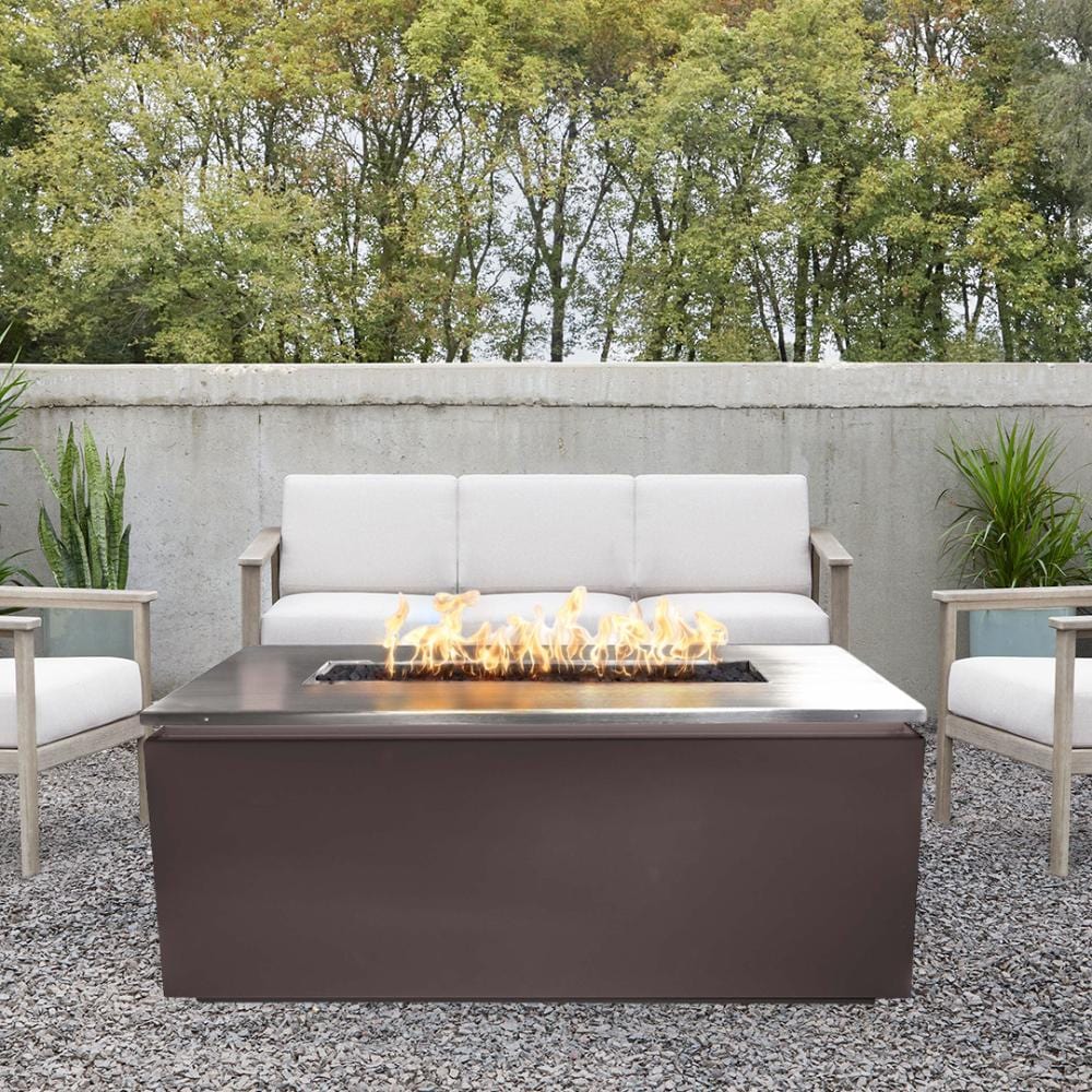 Java Brown Rectangular Patio Fire Pit Table with Stainless Steel Top