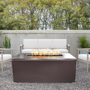 Java Brown Rectangular Patio Fire Pit Table with Stainless Steel Top