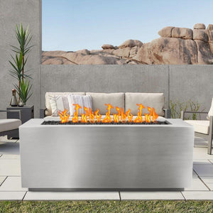 Pismo 72" Stainless Steel Fire Pit with Sofa and Mountain View