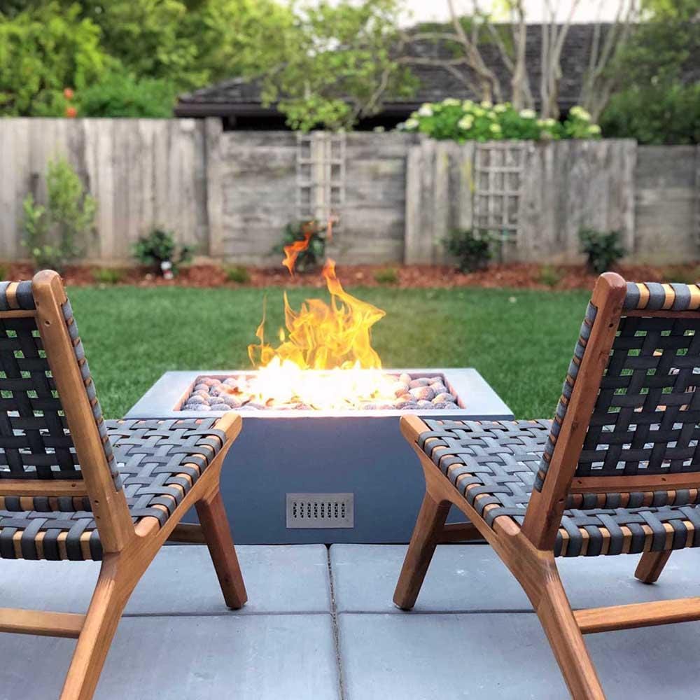 Top Fires Quad Square GFRC Gas Fire Pit in Gray