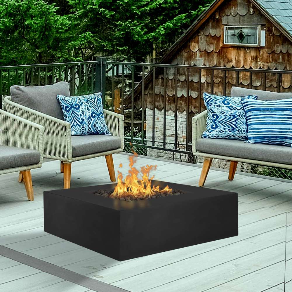 Top Fires Quad Square GFRC Gas Fire Pit Patio Fever