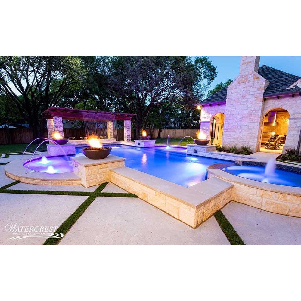 Top Fires Round Concrete Gas Fire Bowl in Chocolate Pool Accent