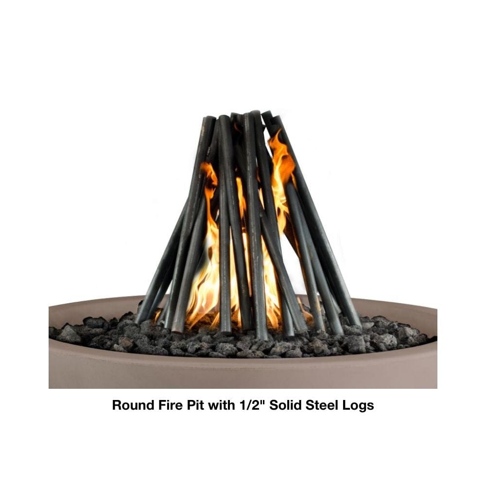 Round Fire Pit with 1/2&quot; Steel Logs