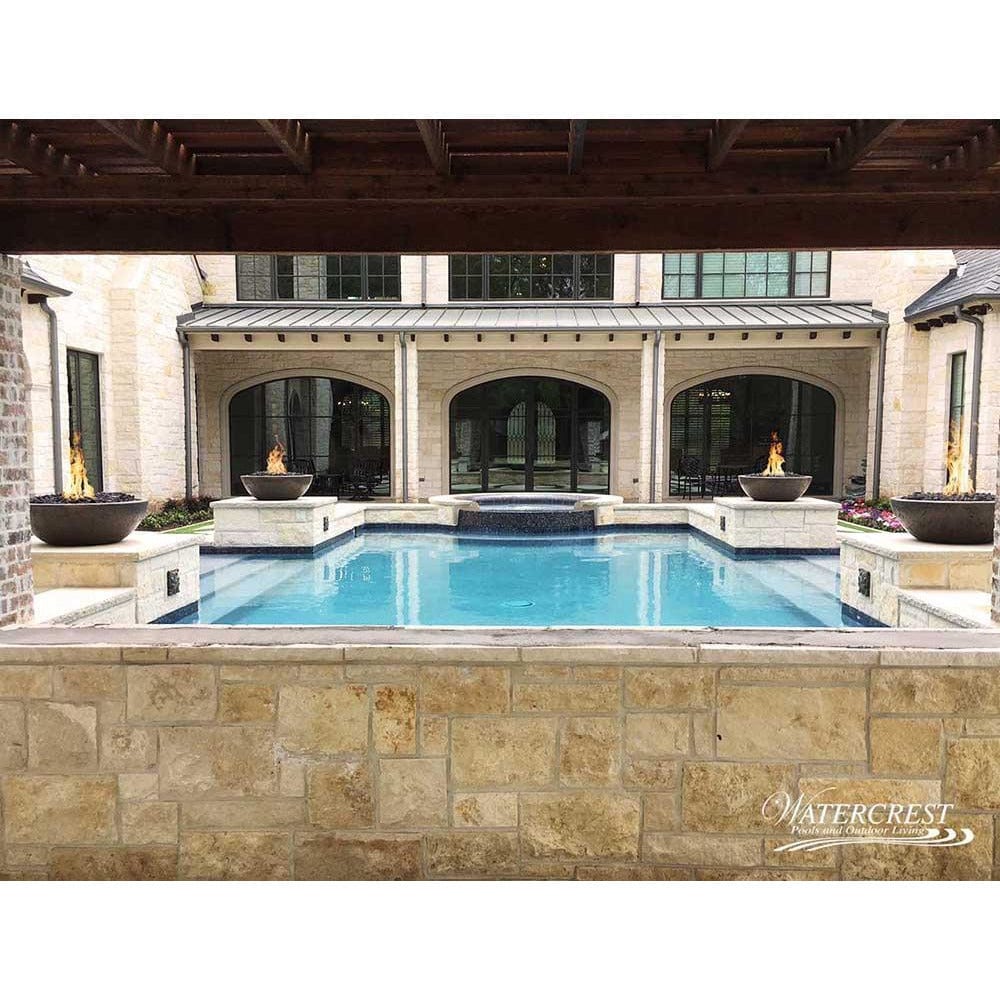 Top Fires Round Concrete Gas Fire Bowl in Chocolate Pool Accent - installation view