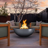 Top Fires Sedona Gray GFRC Gas Fire Bowl at Center of 4 Chairs