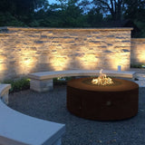 Top Fires Unity Round Corten Steel Gas Fire Pit with Flame